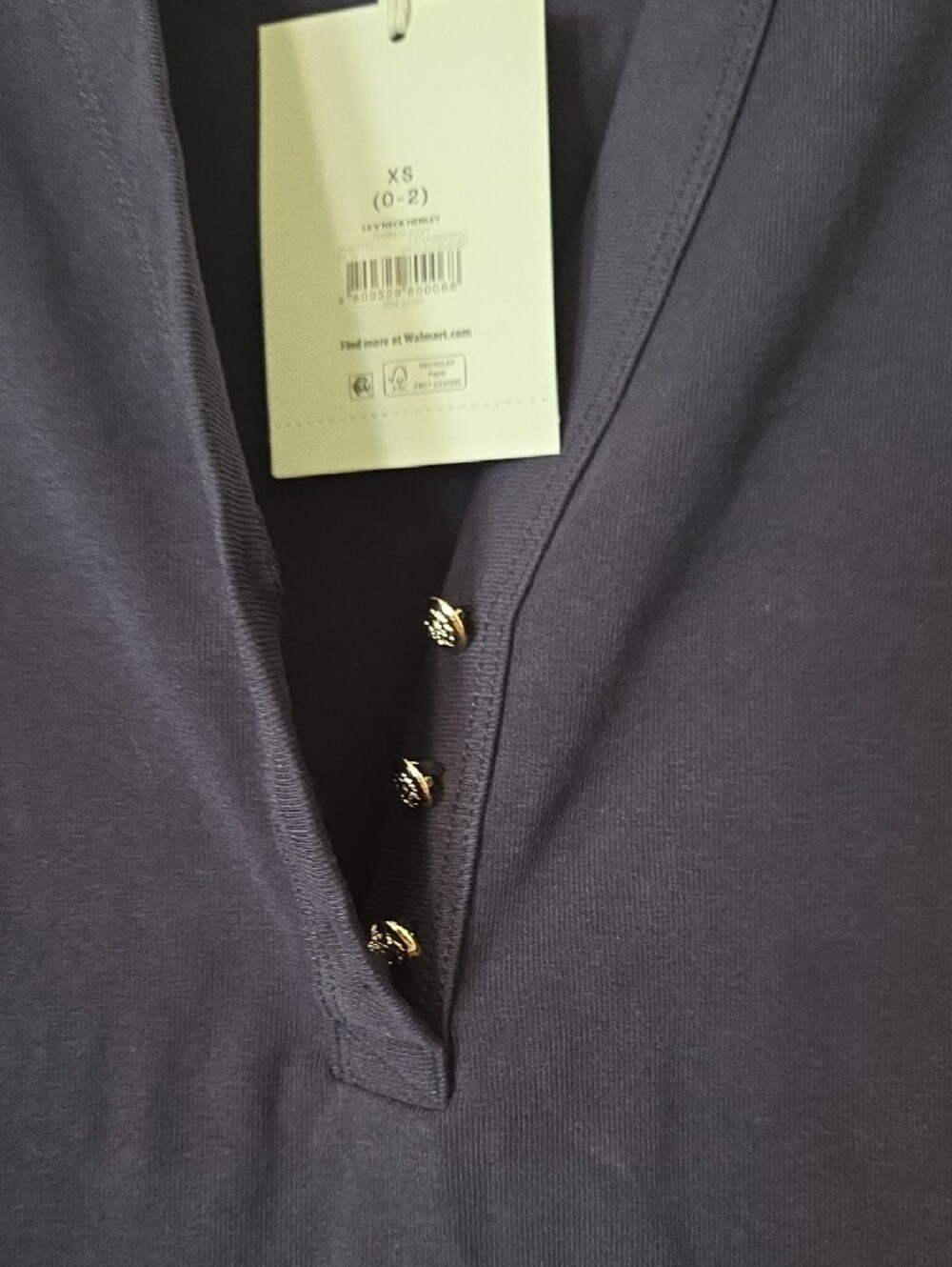 Free Assembly Long-Sleeve Henley Top - Navy - Picture 9 of 9